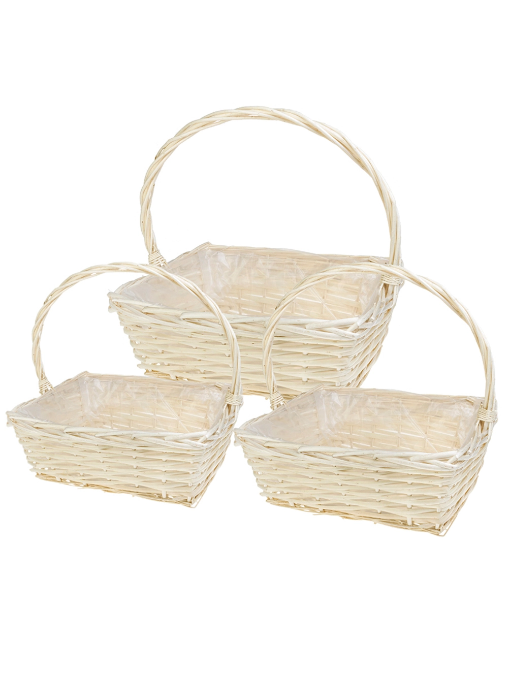 Корзина плетеная (ива), 42x42xH16/42 см - 28x28xH12/31 см, набор (3 шт) Натуральный