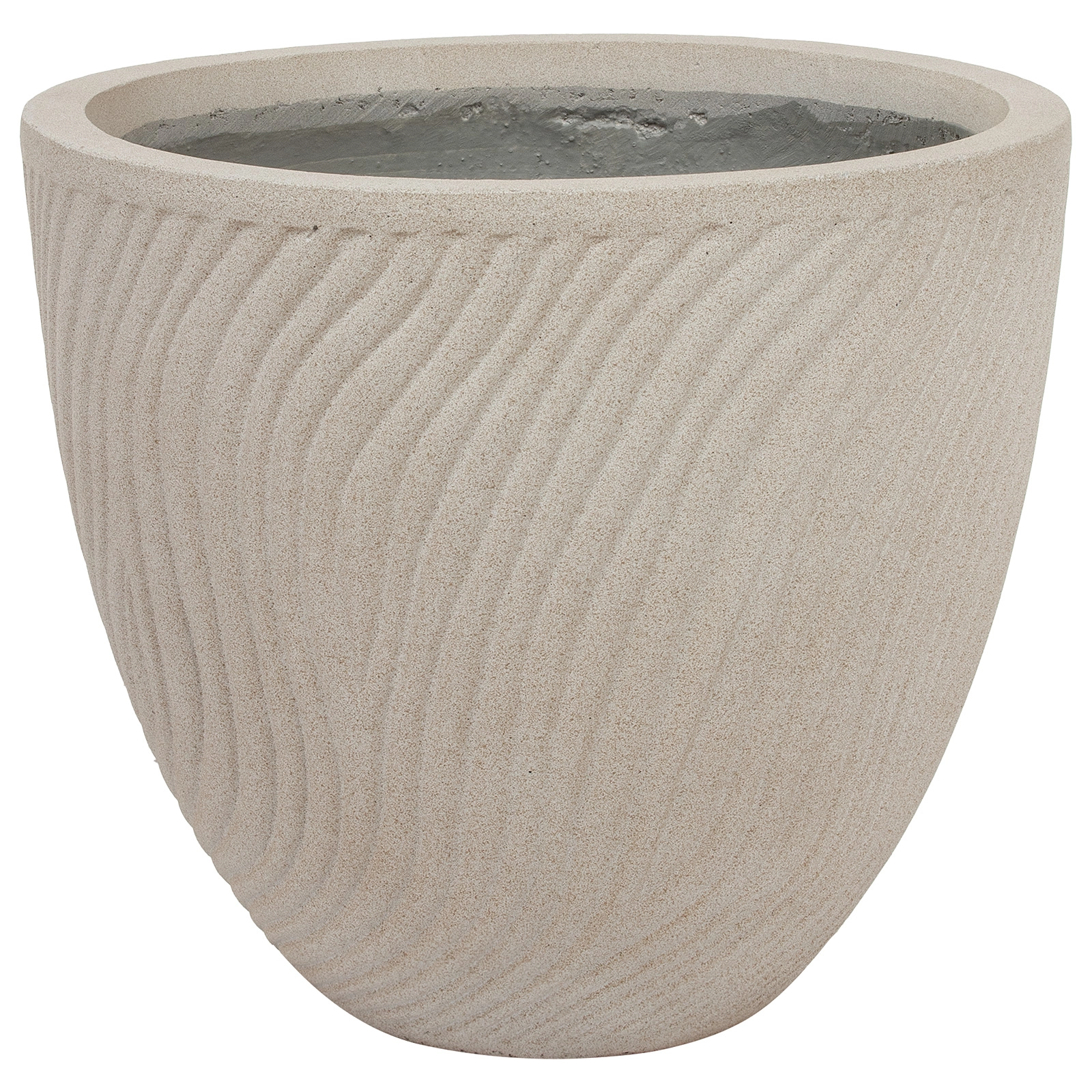 Кашпо Nobilis Marco "Sand Waves sandy beige Round" (файкостоун), D33xH29 см Светло-серый