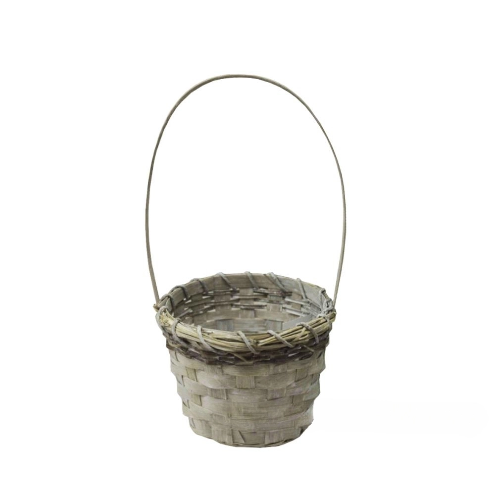 Корзина плетеная "Кант" (бамбук), D13xH10/32 см Серый