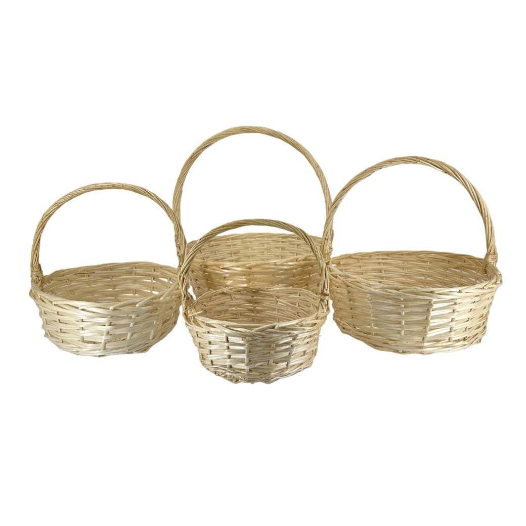 Корзина плетеная (ива), D40xH15/41 см - D21xH9/16 см, набор (4 шт) Натуральный