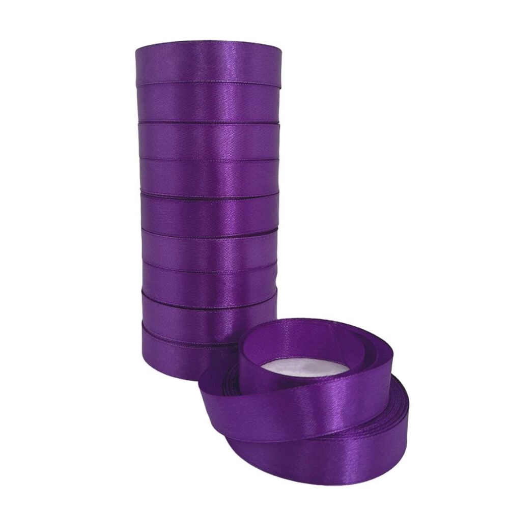 Лента атлас, 20 ммx25 ярд, набор (10 шт) Темно-фиолетовый