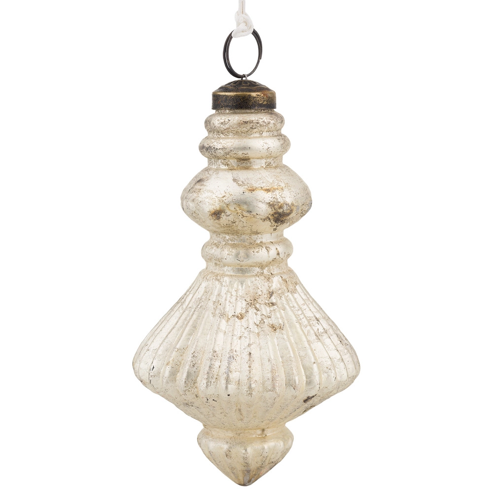 Елочная игрушка "Калабаш" (стекло), D8хН13 см Серебряный