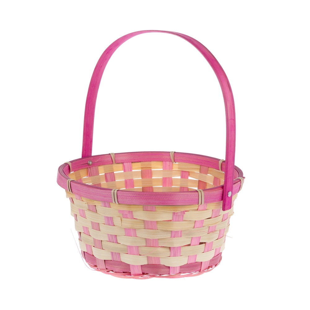 Корзина плетеная "Кант" (бамбук), D21xH10/24 см Розовый