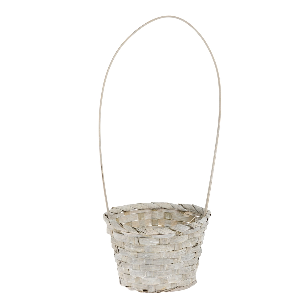 Корзина плетеная (бамбук), D13xH9,5/28 см Серый