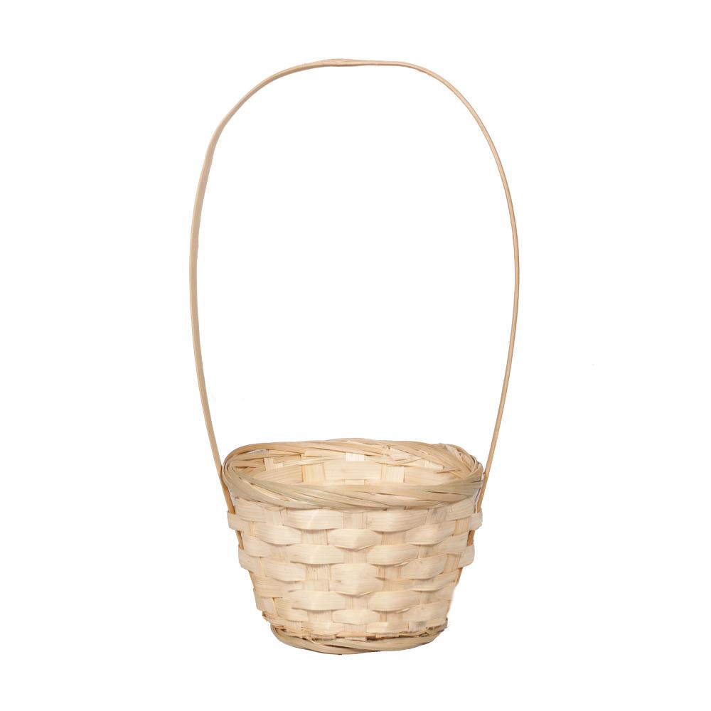 Корзина плетеная (бамбук), D13xH9,5/28 см Натуральный