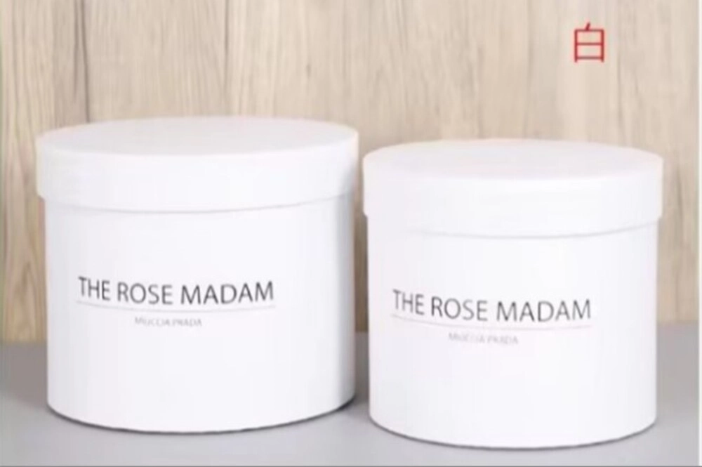 Коробка шляпная "Принт", D20хH16 см, D18хH15,5 см, набор (2 шт), с крышкой Белый