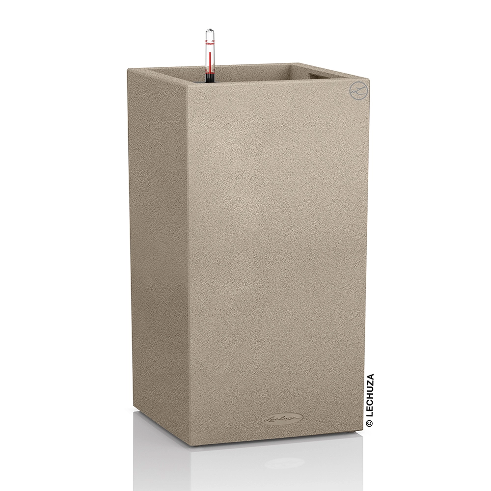 Кашпо Lechuza "Canto Complete sandy beige" (пластик), 30x30xH56 см Бежевый