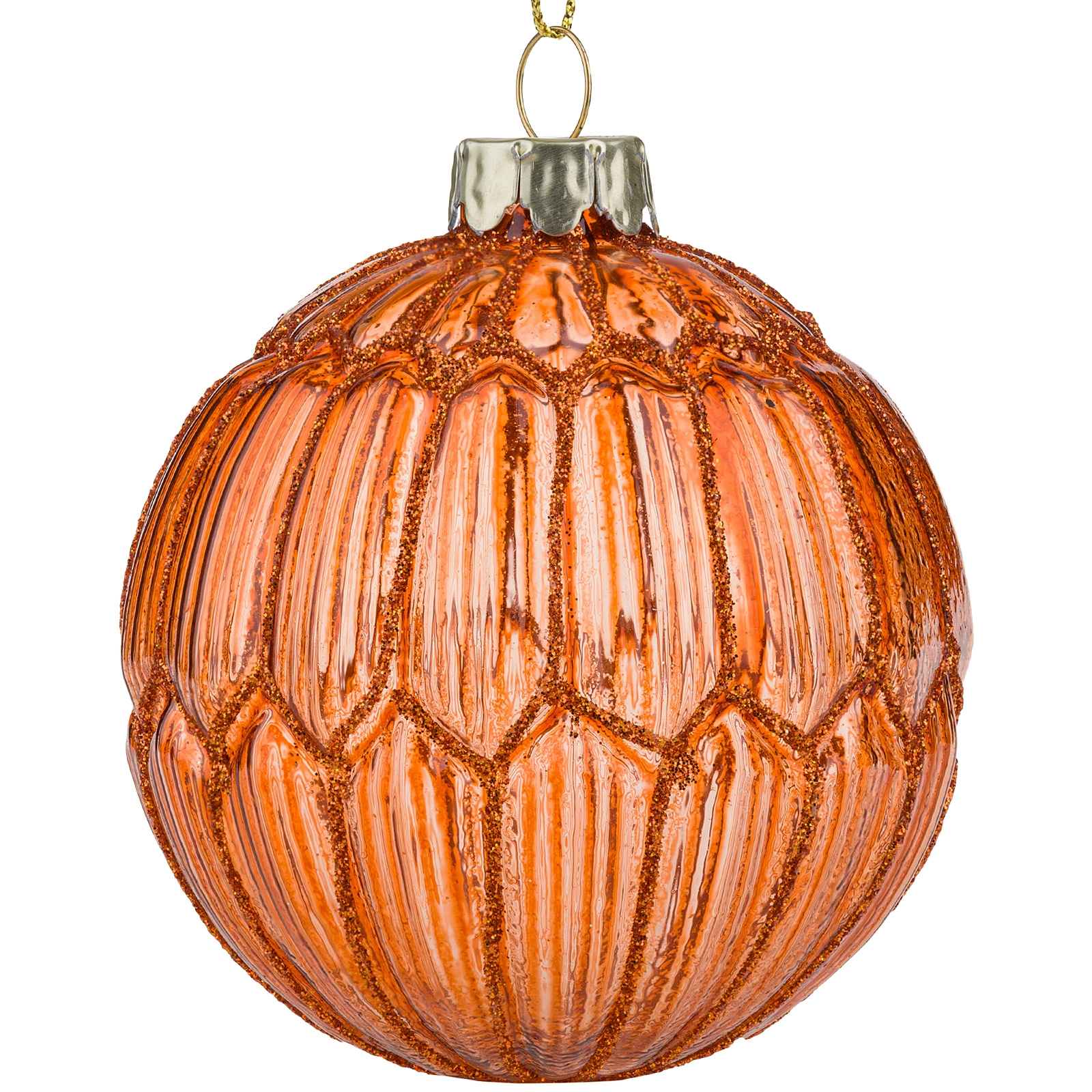 Елочная игрушка "Шар" (стекло), D8 см Оранжевый