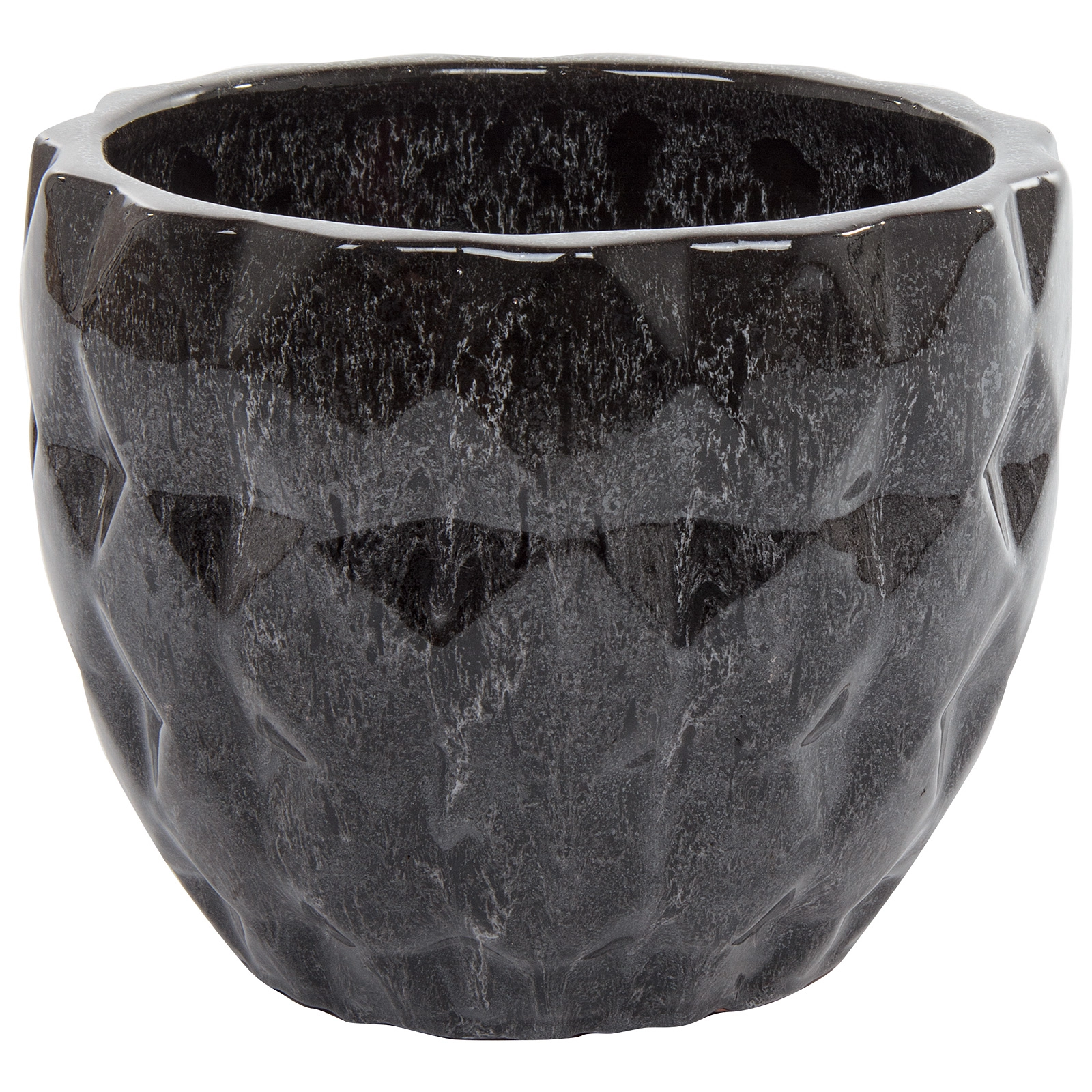 Кашпо Nobilis Marco "Black Relief Round" (керамика), D31хH24,5 см Антрацитовый