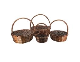 Корзина плетеная (ива), D55xH20/51 см - D28xH14/31 см, набор (4 шт) Коричневый