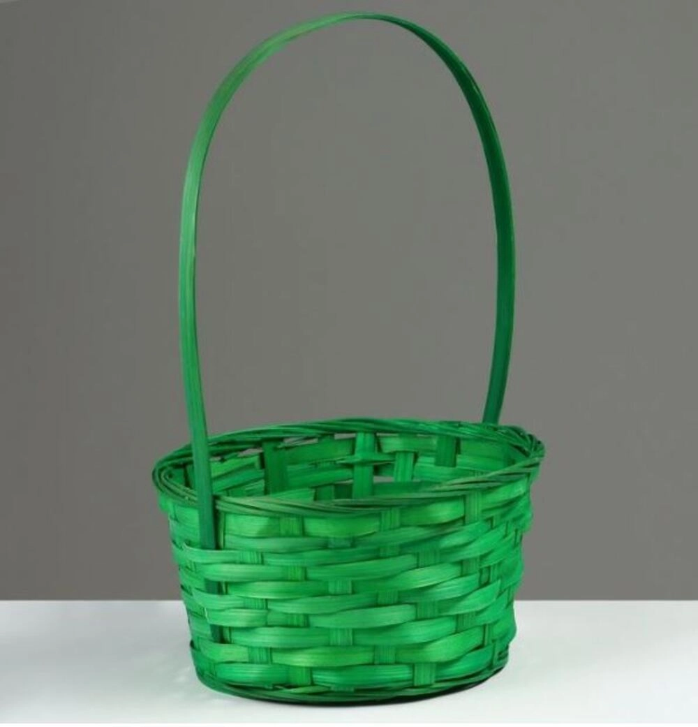 Корзина плетеная (бамбук), 30x22xH13/49 см Зеленый