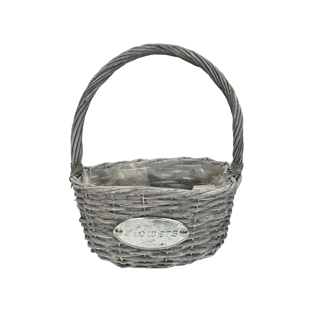 Корзина плетеная (ива), 22x22xH12/30 см Серый