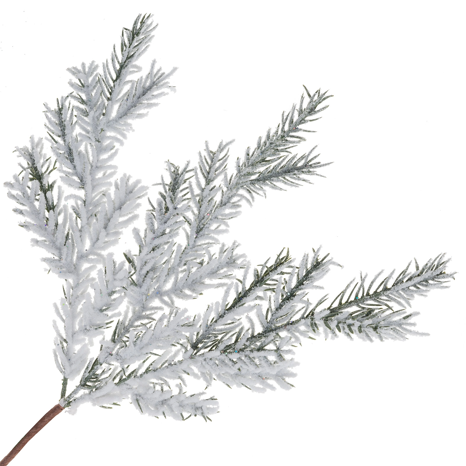 Ветка искусственная еловая заснеженная (пластик), H35 см Белый
