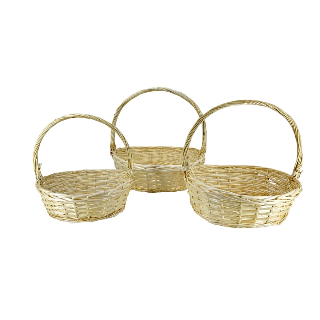 Корзина плетеная (ива), 47x37xH15/44 см - 35x27xH12/34 см, набор (3 шт) Натуральный