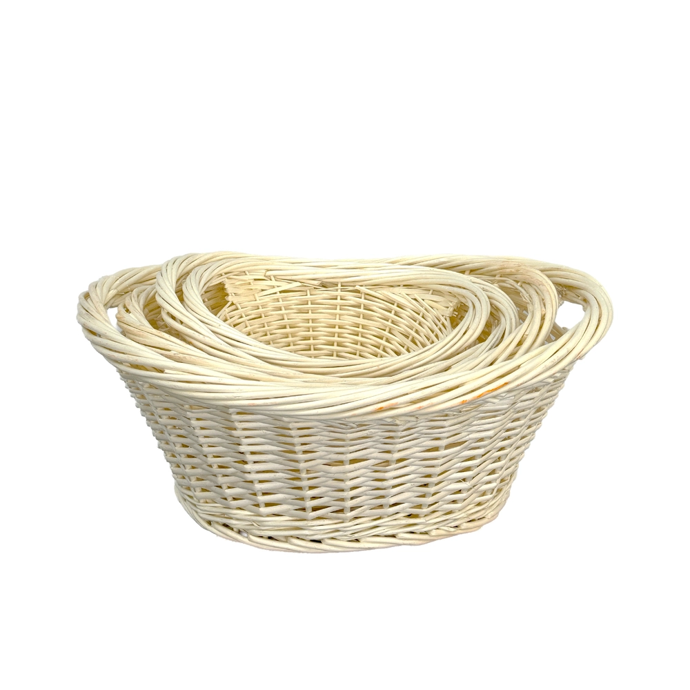 Корзина плетеная (ива), 58x50xH22 см - 35x29xH15 см, набор (4 шт) Белый