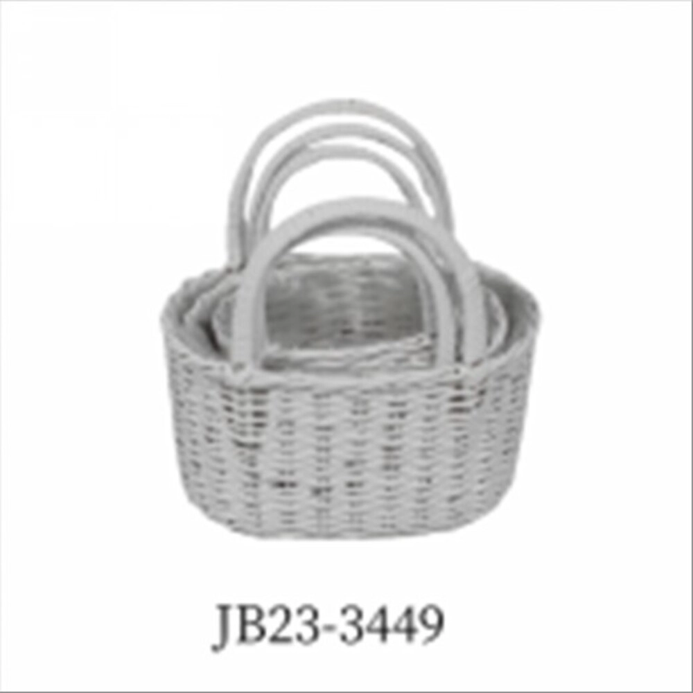 Корзина плетеная (ива), 27x20xH17/29 см - 20x13xH12/22 см, набор (3 шт) Белый