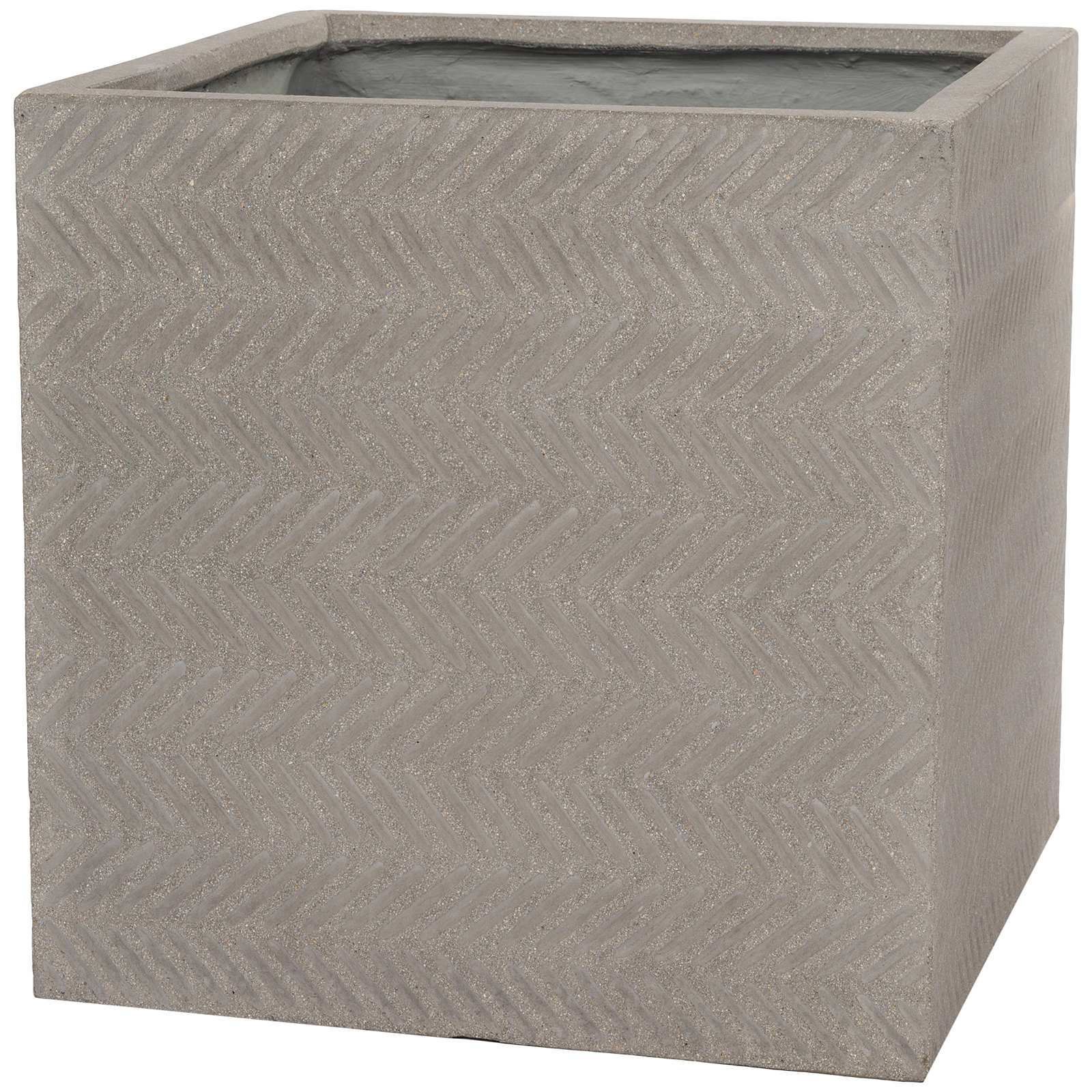 Кашпо Nobilis Marco "Fishbone rough-cement Cube" (файкостоун), 50x50xH50 см Серый