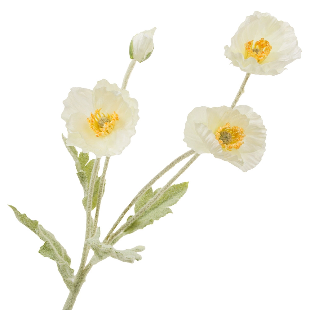 Цветок искусственный "Мак", H57 см Белый