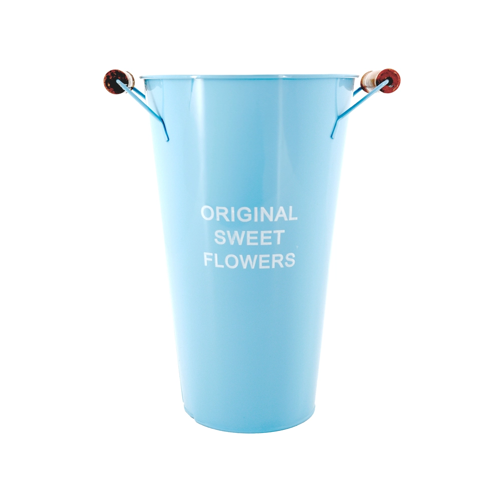 Вазон "Original sweet flowers" (цинк), D20xH40 см, 7 л, с ручками Голубой