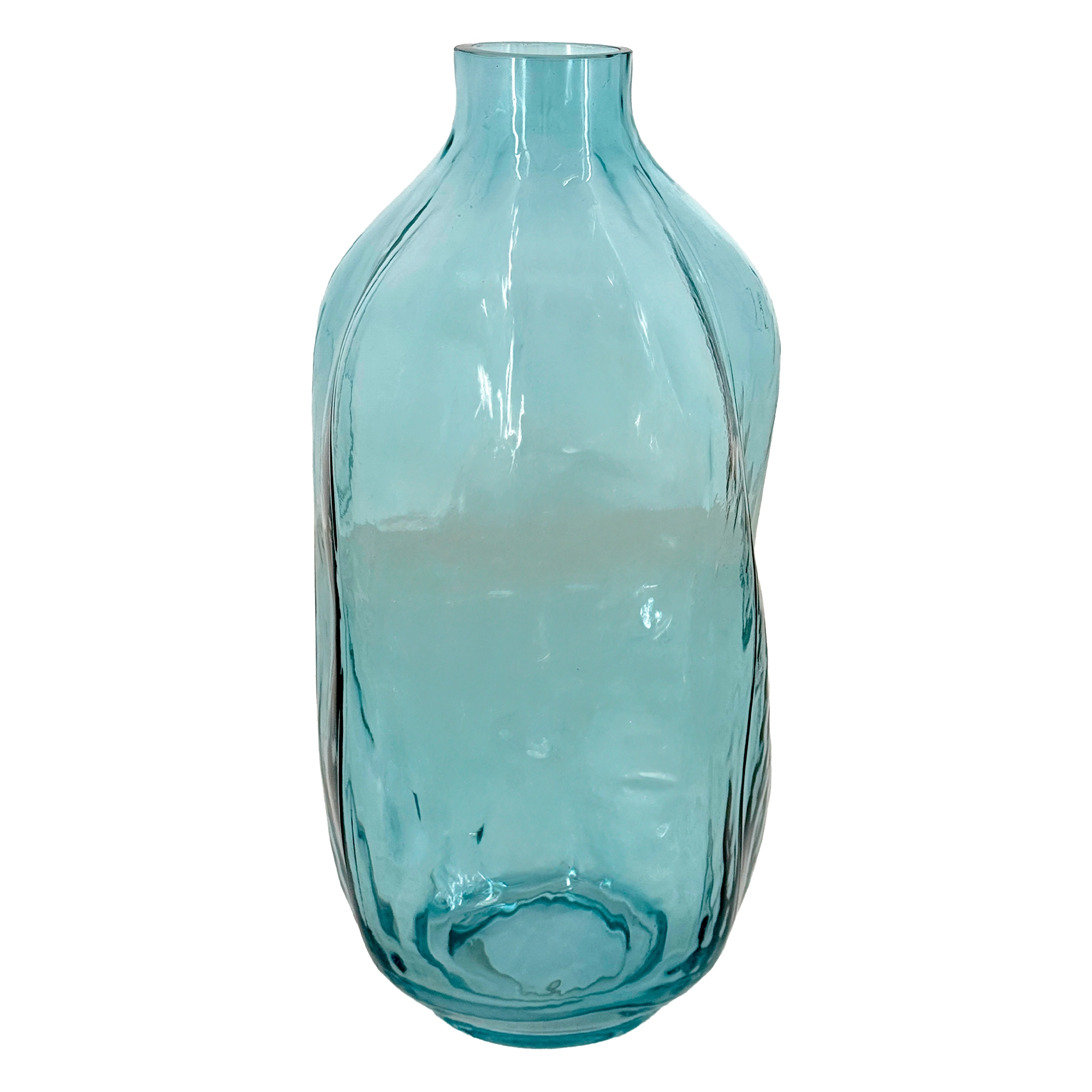 Ваза "Бутыль мятый" (стекло), D14xH32 см Голубой