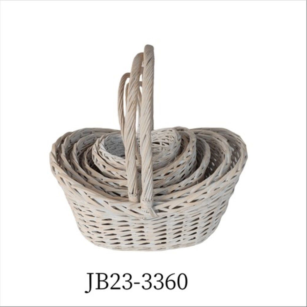 Корзина плетеная (ива), 58x44xH29/55 см - 24x17xH16/31 см, набор (6 шт) Белый