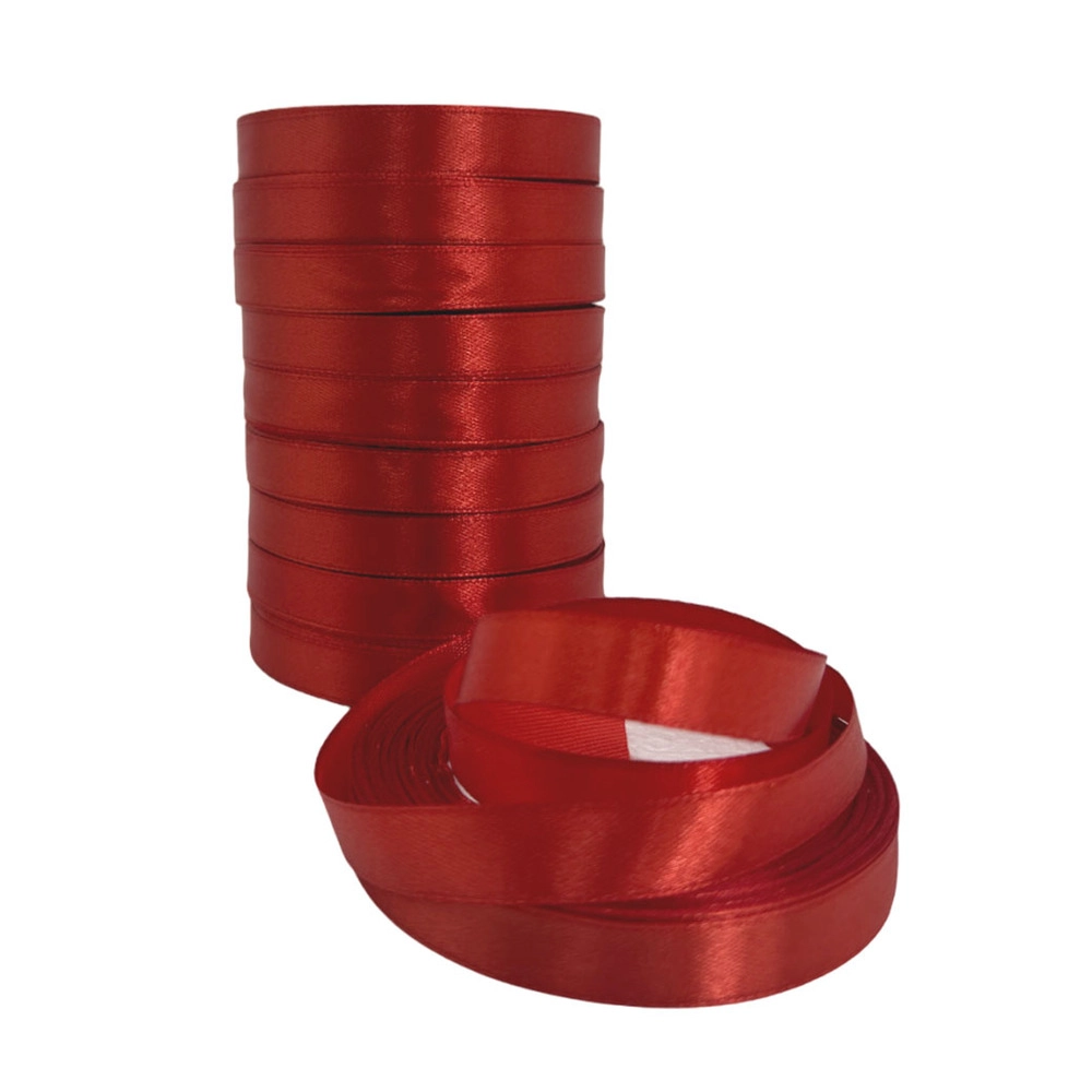 Лента атлас, 12 ммx25 ярд Темно-красный