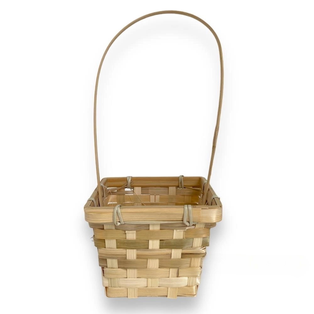 Корзина плетеная (бамбук), 14x14xH9,5/32 см Натуральный