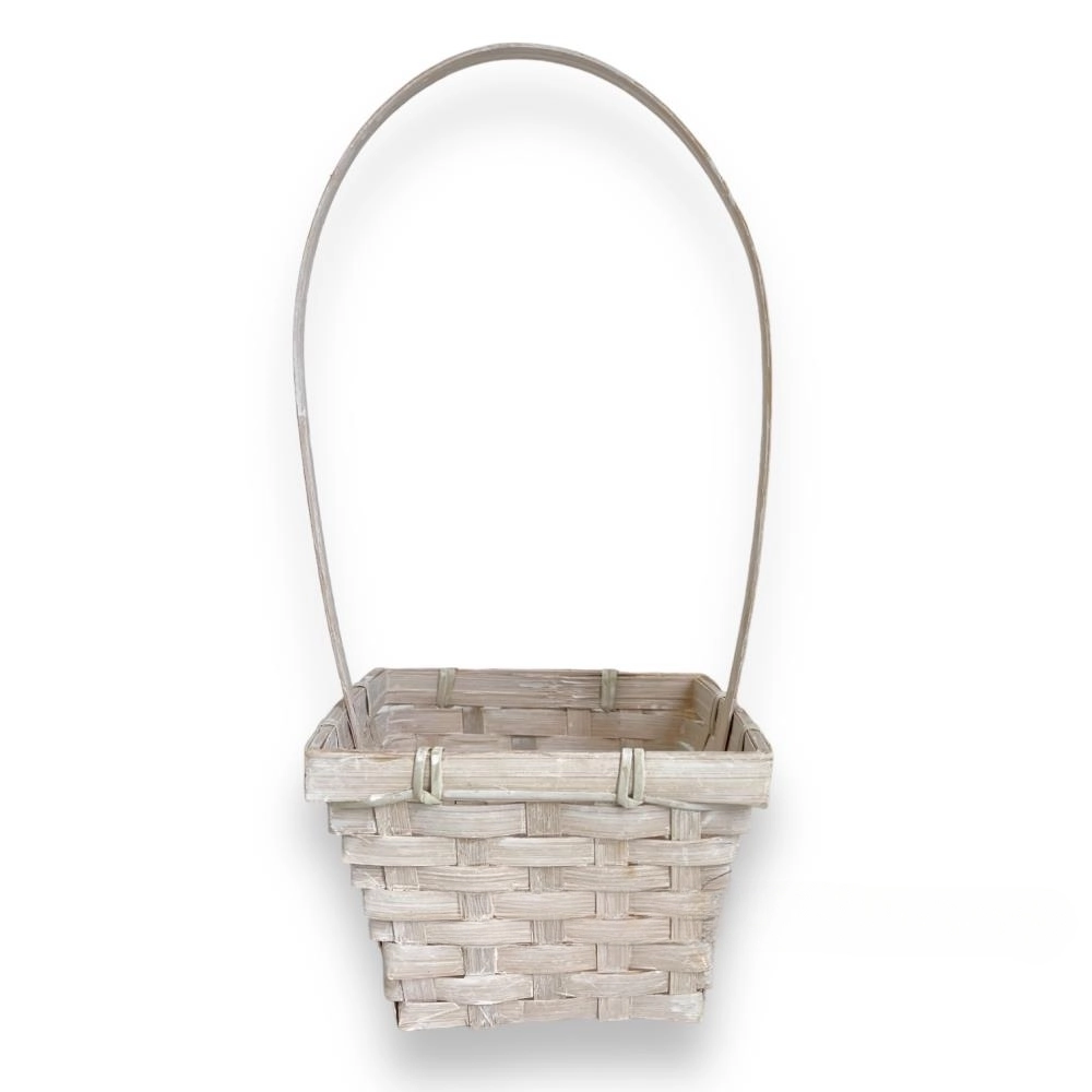 Корзина плетеная (бамбук), 14x14xH9,5/32 см Белый