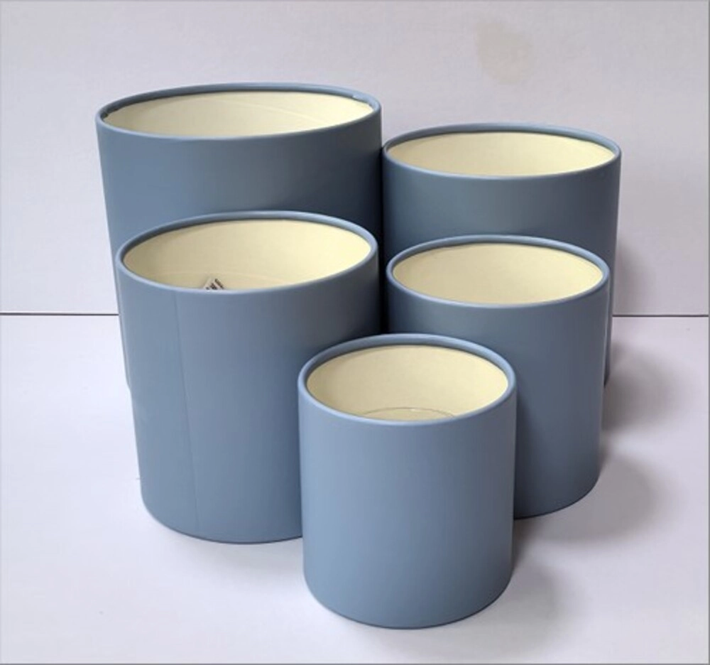 Коробка шляпная, D21xH21 см - D12xH12 см, набор (5 шт), без крышки Синий