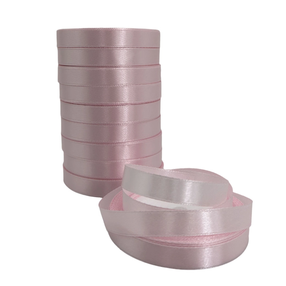Лента атлас, 12 ммx25 ярд Светло-розовый