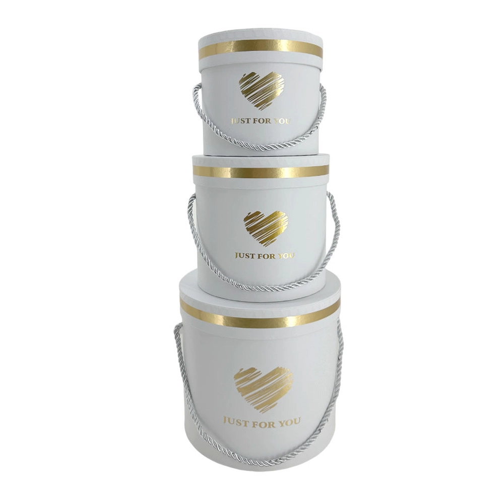 Коробка шляпная "Just for you", D20xH20,5 см - D15xH15,5 см, набор (3 шт) Белый