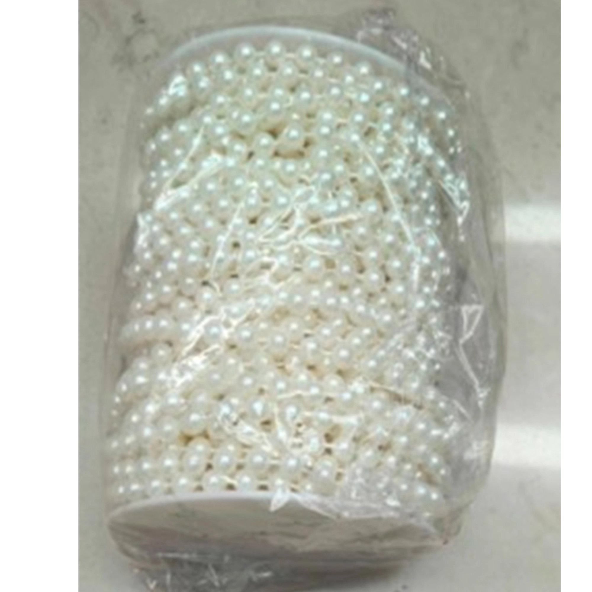 Бусы декоративные (пластик), D6 ммx25 м Белый