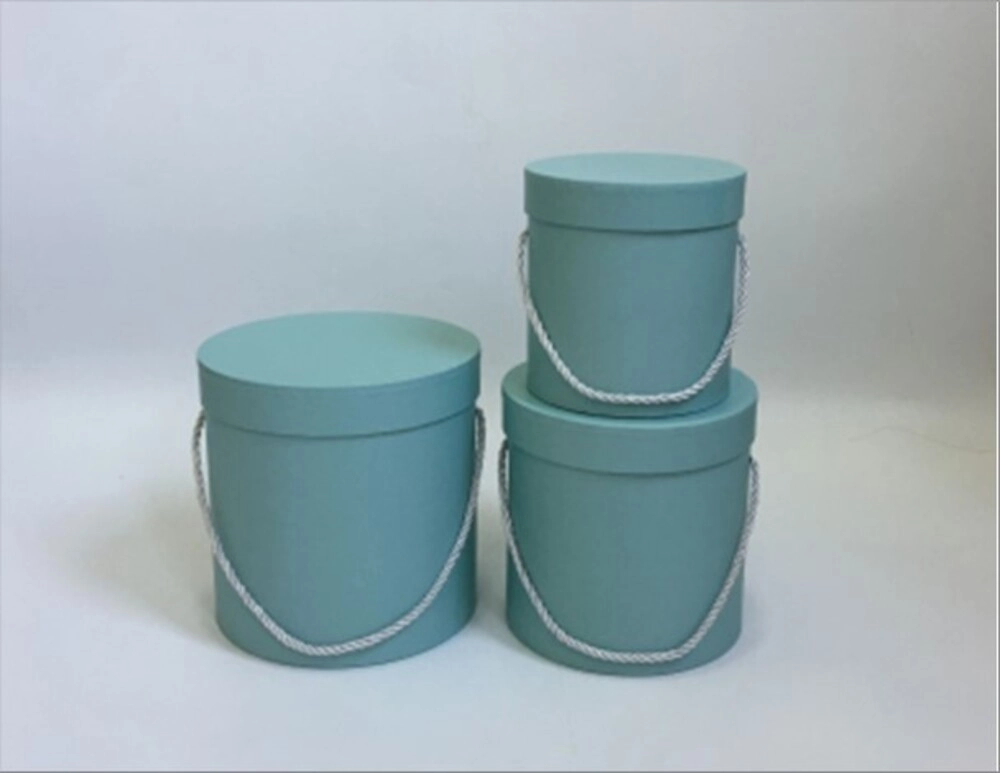 Коробка шляпная, D23xH19,5 см - D17xH14 см, набор (3 шт), с ручкой Бирюзовый