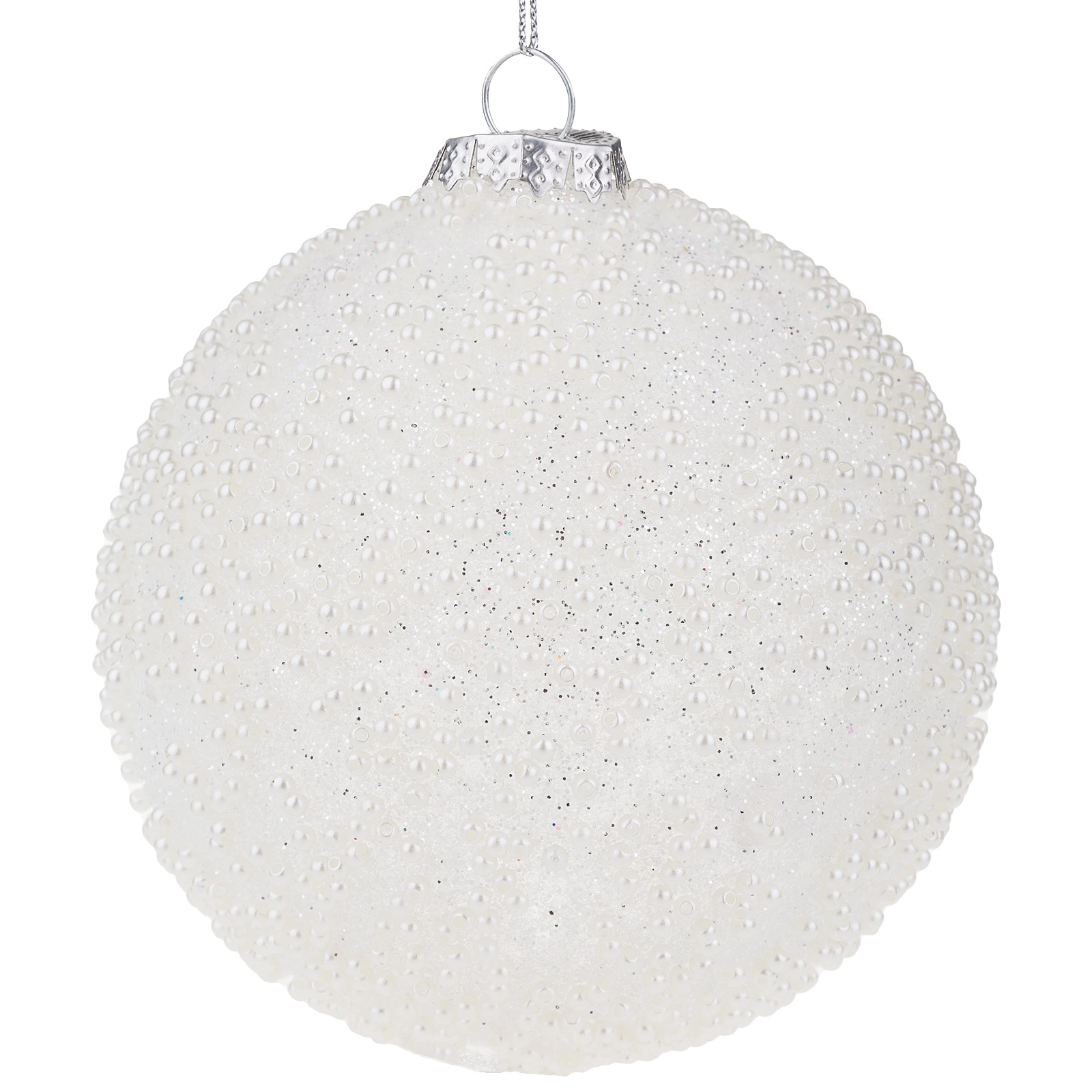 Елочная игрушка "Шар" (стекло), D10 см Белый блестящий
