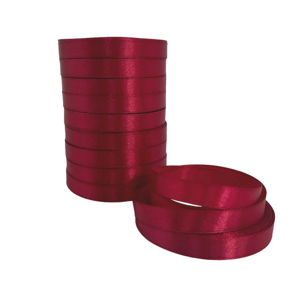 Лента атлас, 12 ммx25 ярд Бордовый