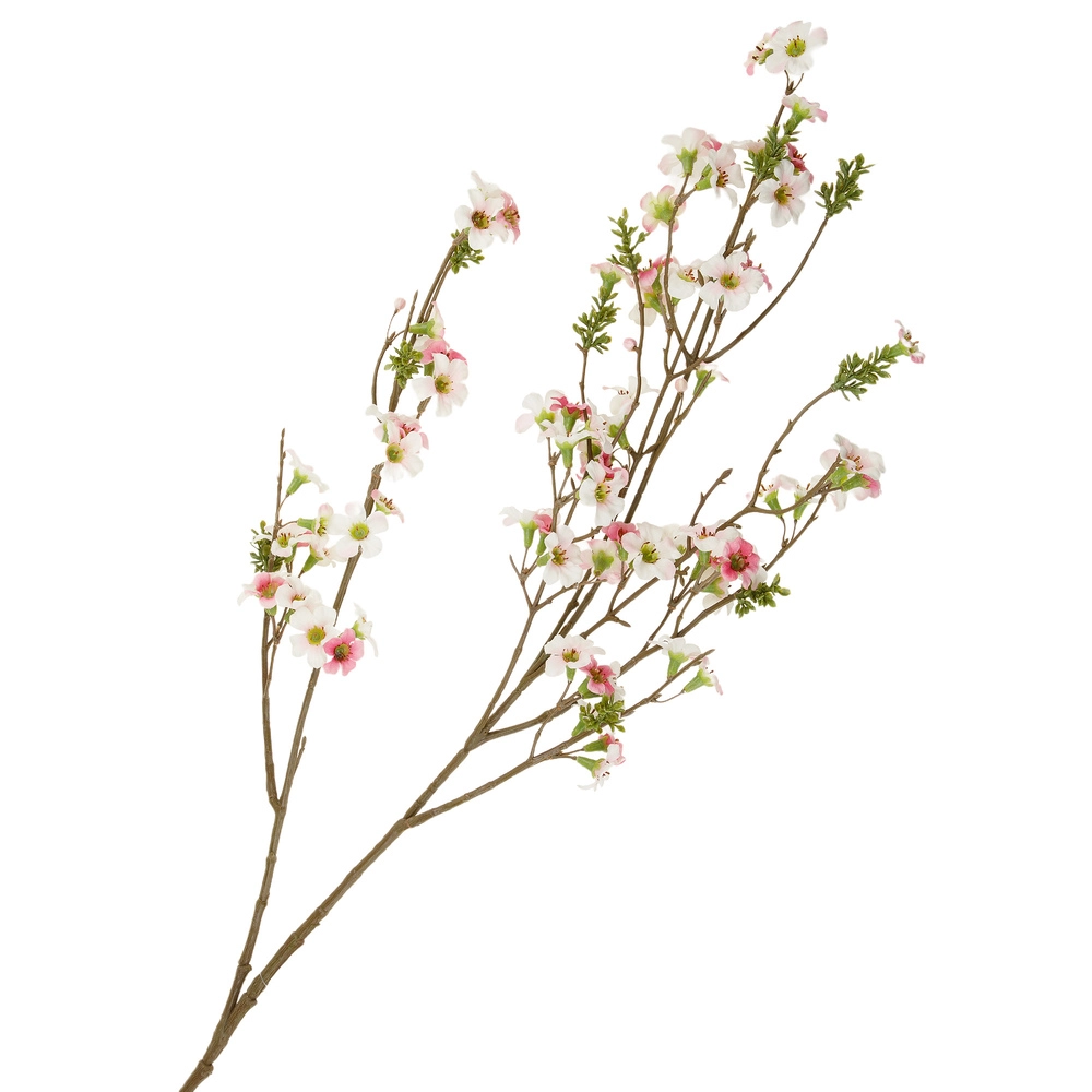 Ветка искусственная "Лептоспермум", Н111 см Кремовый-розовый