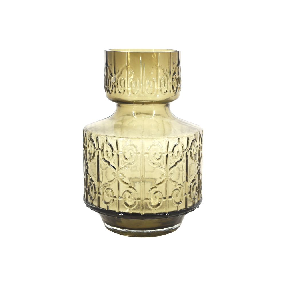 Ваза "Ornament" (стекло), D16xH21 см Кофейный