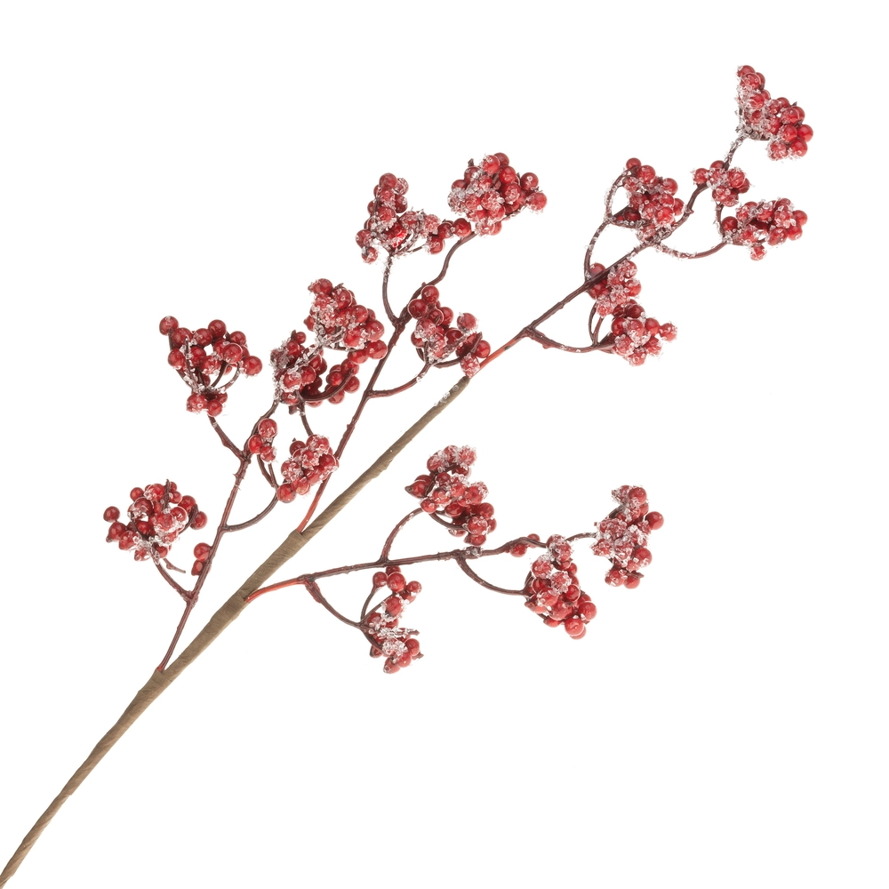 Ветка искусственная ягодная "Калина" (пластик), 25xH75 см Красный