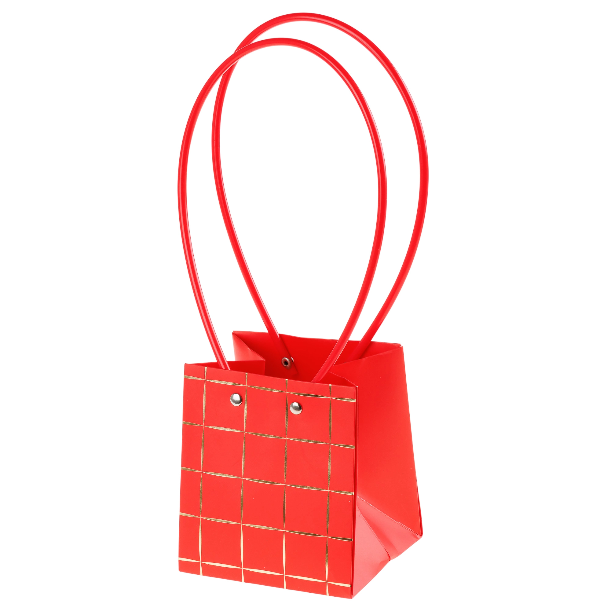Сумка подарочная "Полосы" (картон), 11,5x10,5xH13 см, набор (10 шт), с ламинацией Красный