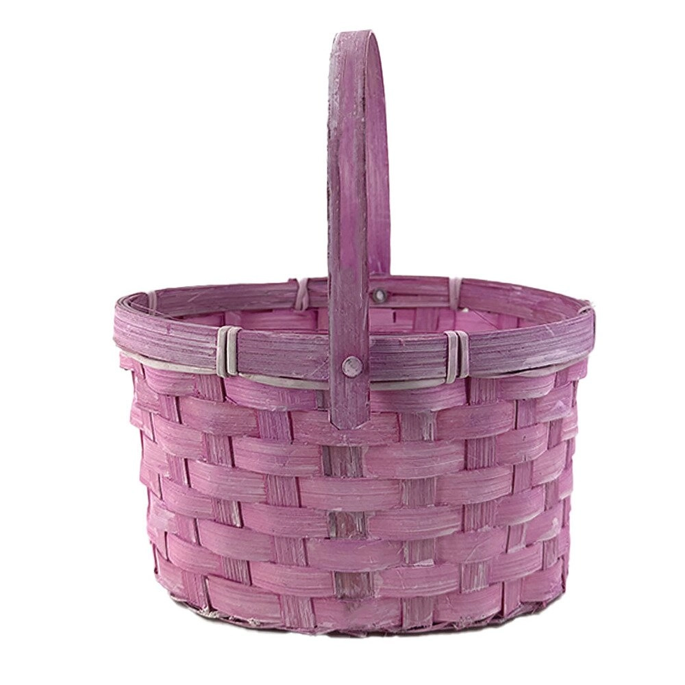 Корзина плетеная (бамбук), 19x14,5xH11/21 см Розовый