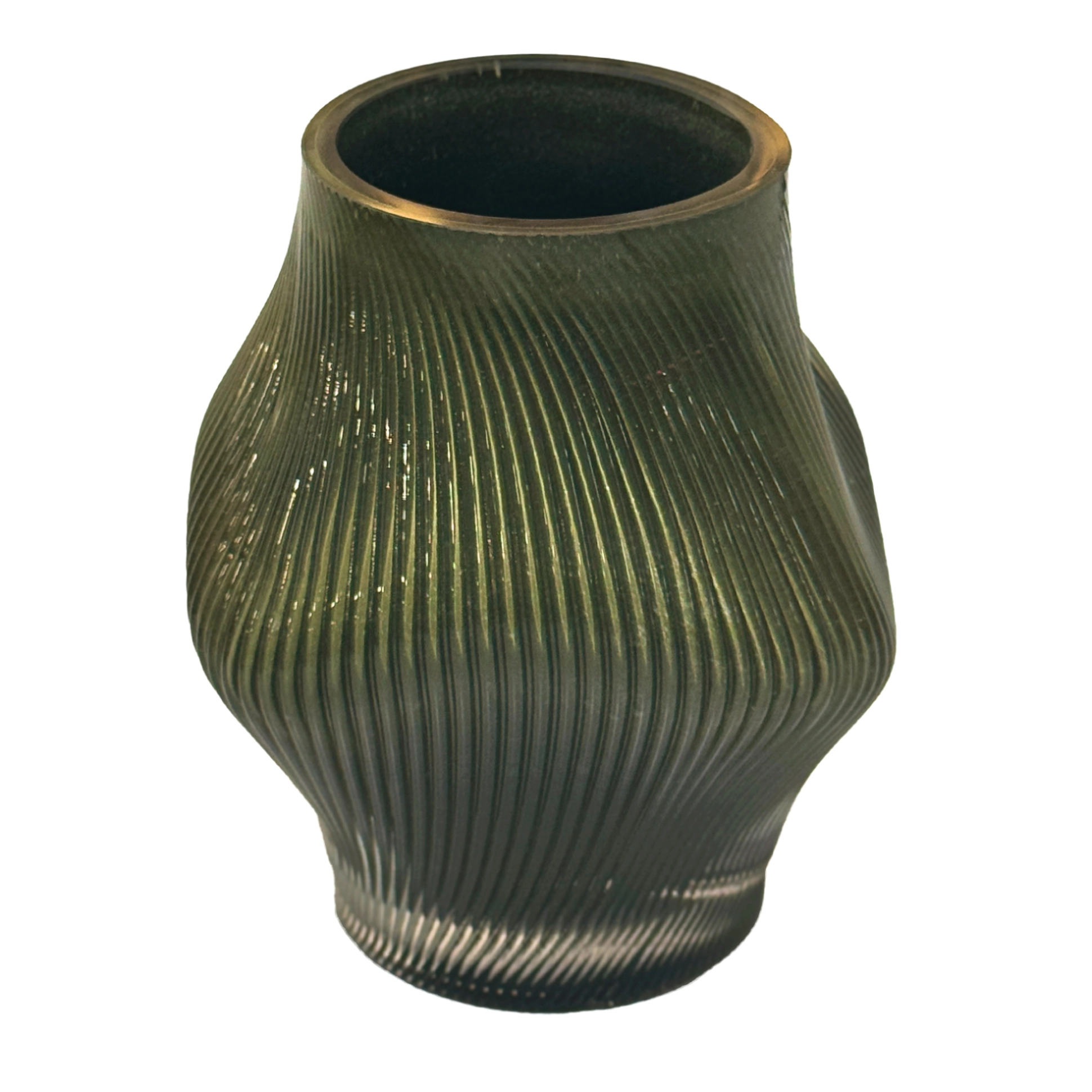 Ваза "Hammered" (стекло), D17xH20,5 см Темно-зеленый