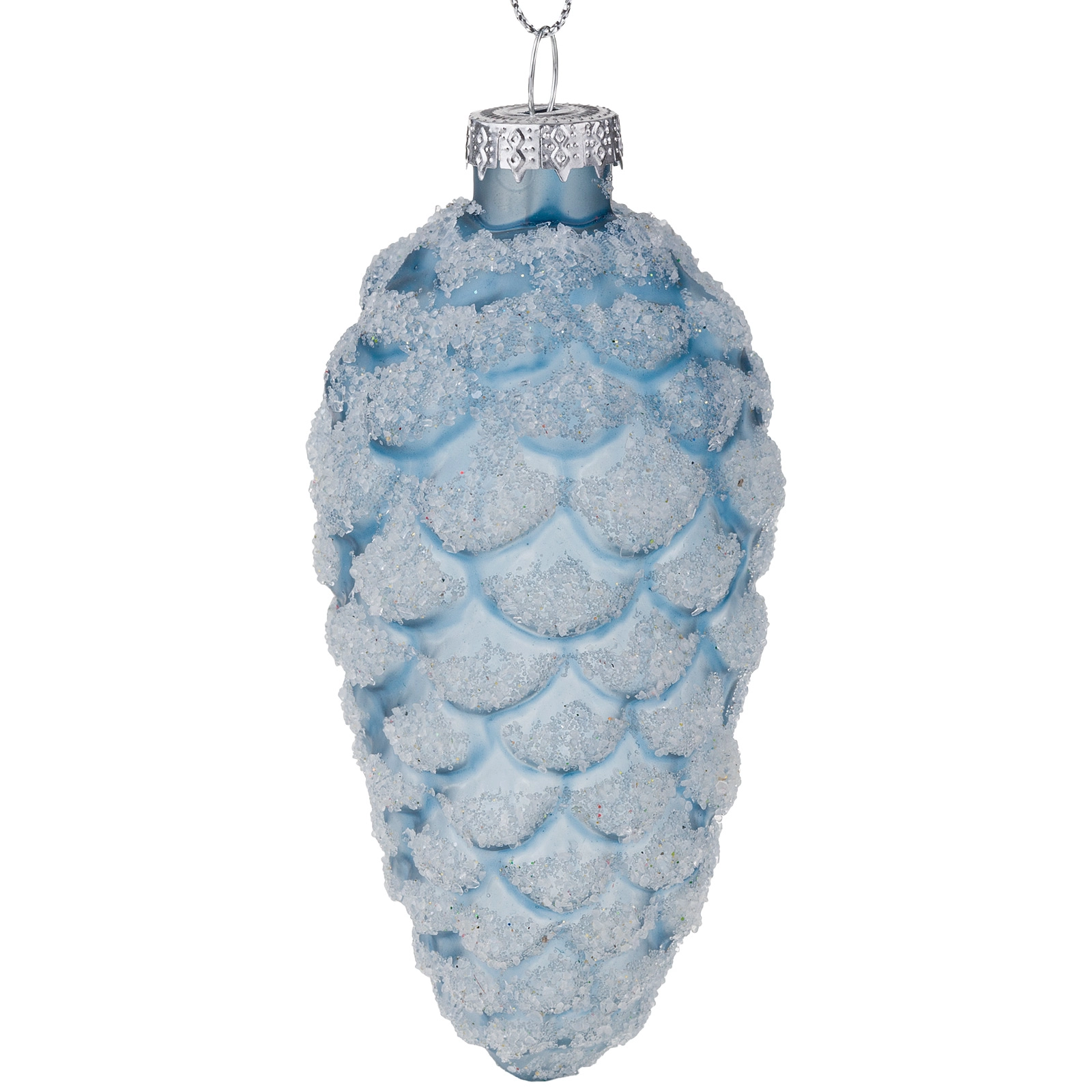 Елочная игрушка "Шишка" (стекло), 5xH10,5 см Голубой