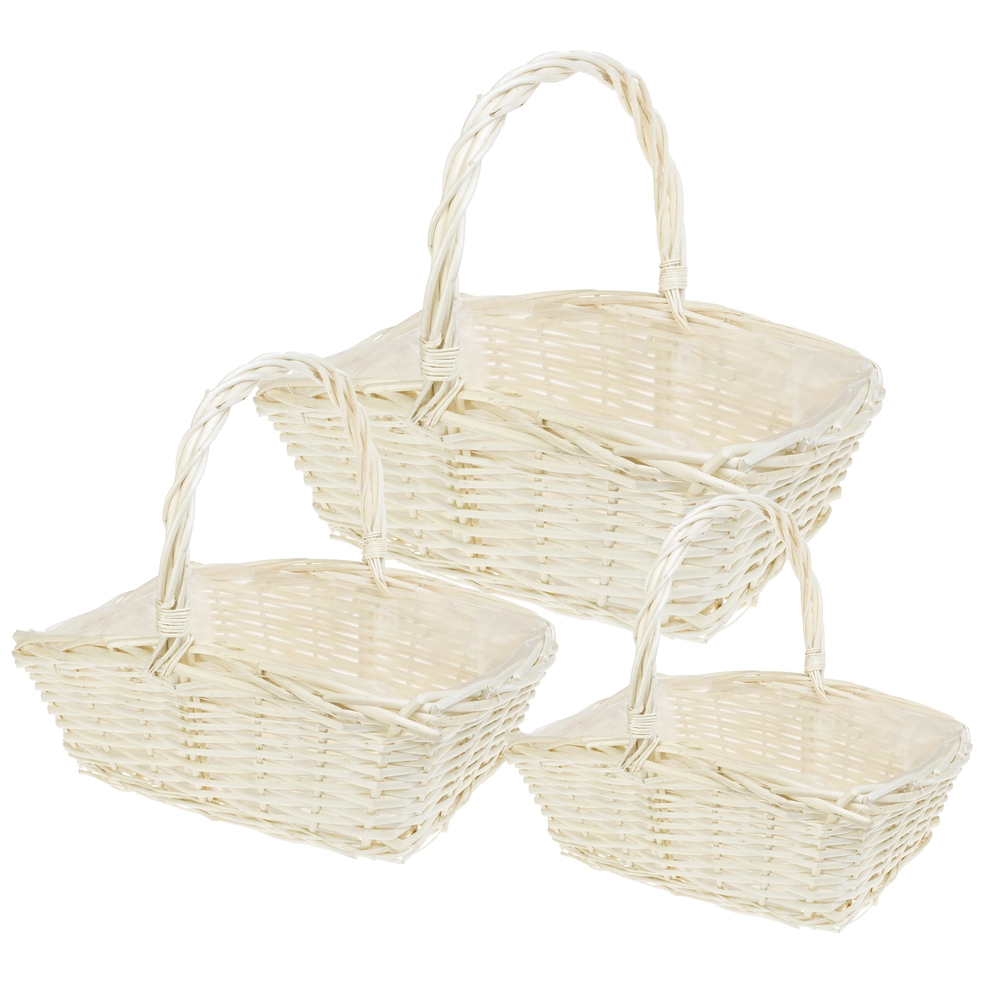 Корзина плетеная (ива), 40x28xH12/35 см - 28x18xH8/25 см, набор (3 шт) Натуральный