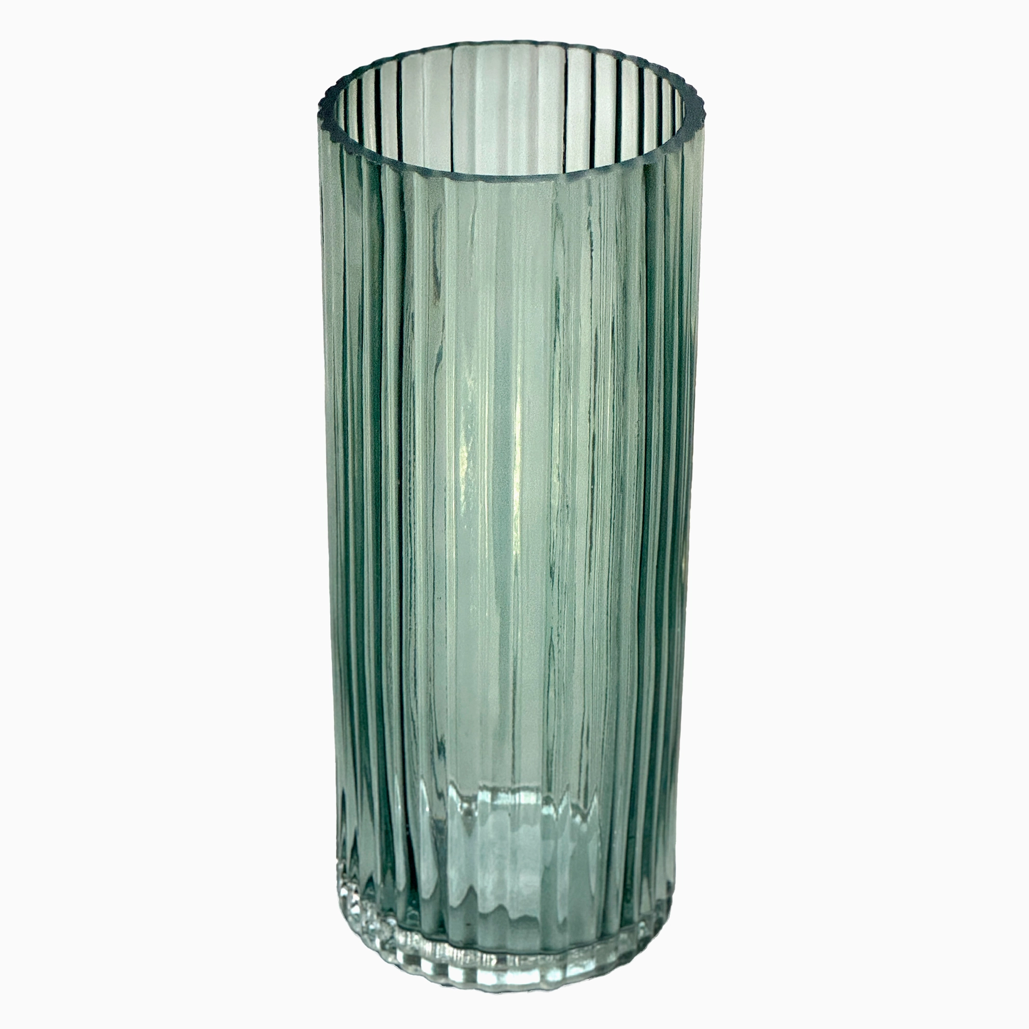 Ваза "Ribbed" (стекло), D12xH29,5 см Морская волна