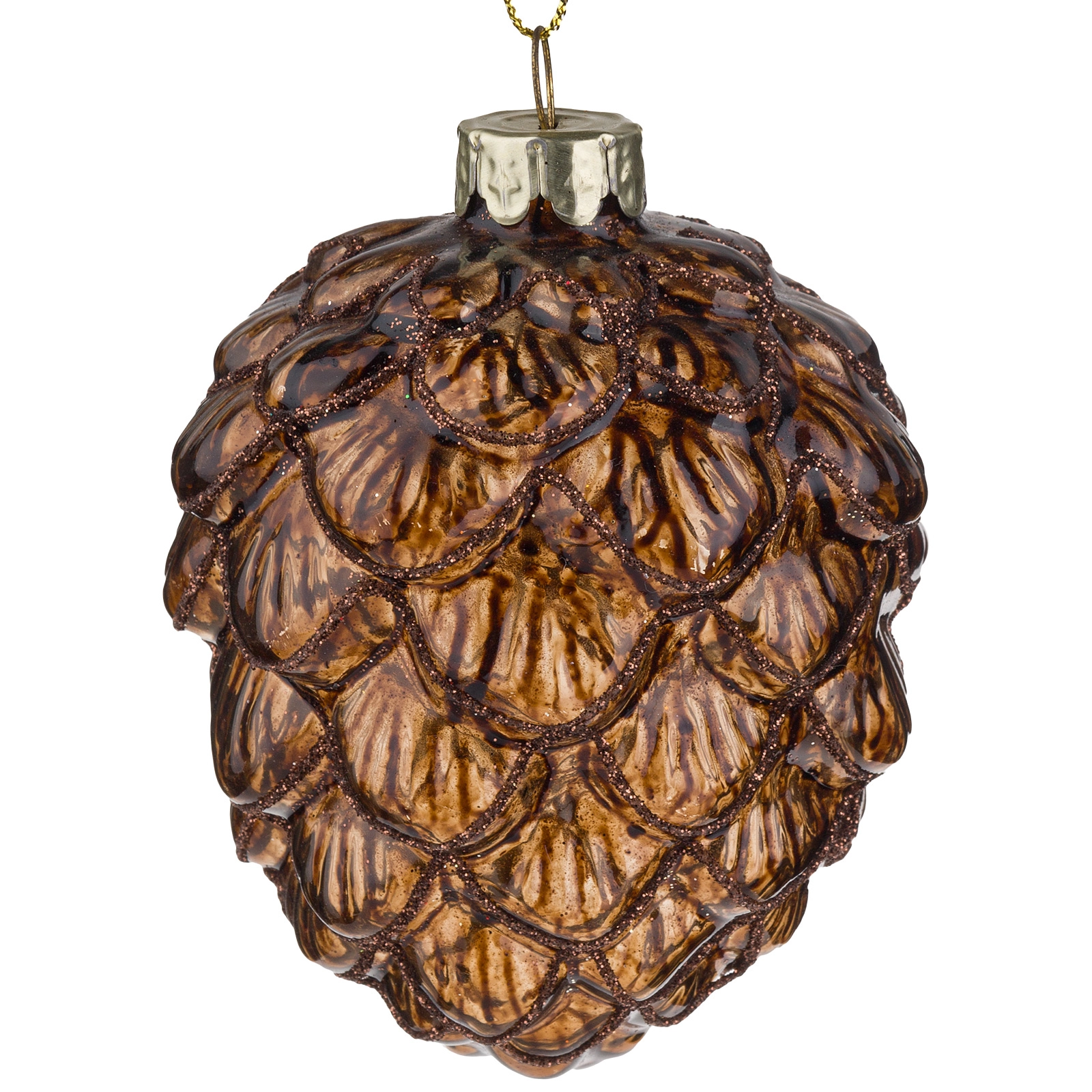 Елочная игрушка "Шишка" (стекло), 7xH10 см Темно-коричневый