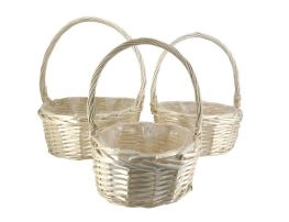 Корзина плетеная (ива), D32xH13/36 см - D23xH10/30 см, набор (3 шт) Натуральный