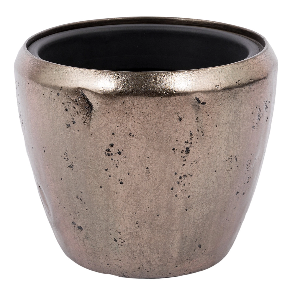 Кашпо Nobilis Marco "Pa-silverbrown Round", (полистоун), D30хH25 см, с тех.горшком Бронзовый