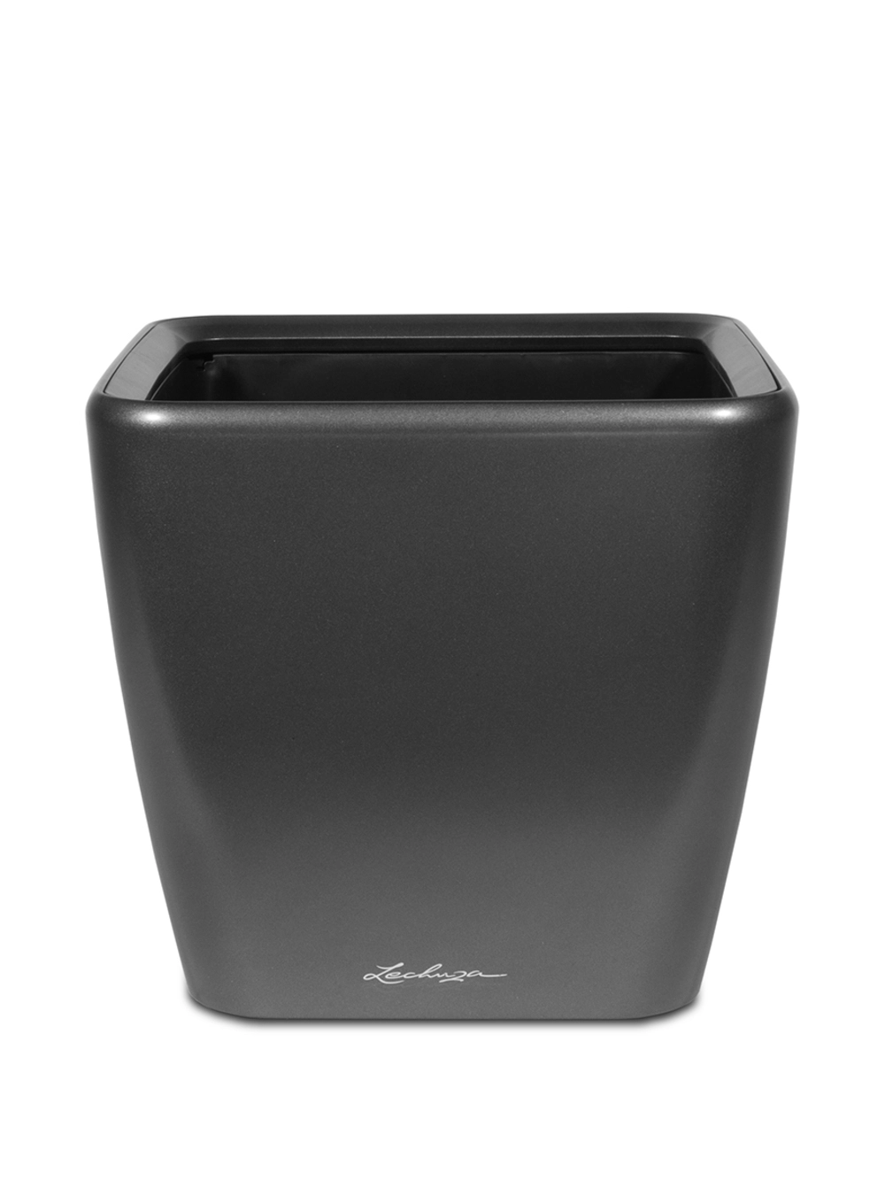 Кашпо Lechuza "Quadro LS Complete charcoal metallic" (пластик), 35x35xH33 см Антрацитовый металлик