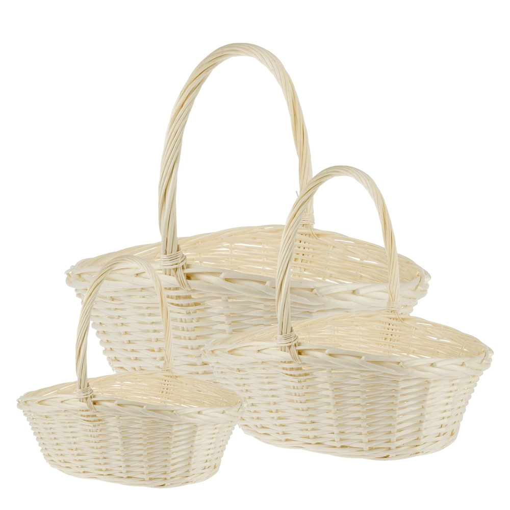 Корзина плетеная (ива), 45x36xH14/40 см - 33x24xH12/30 см, набор (3 шт) Натуральный