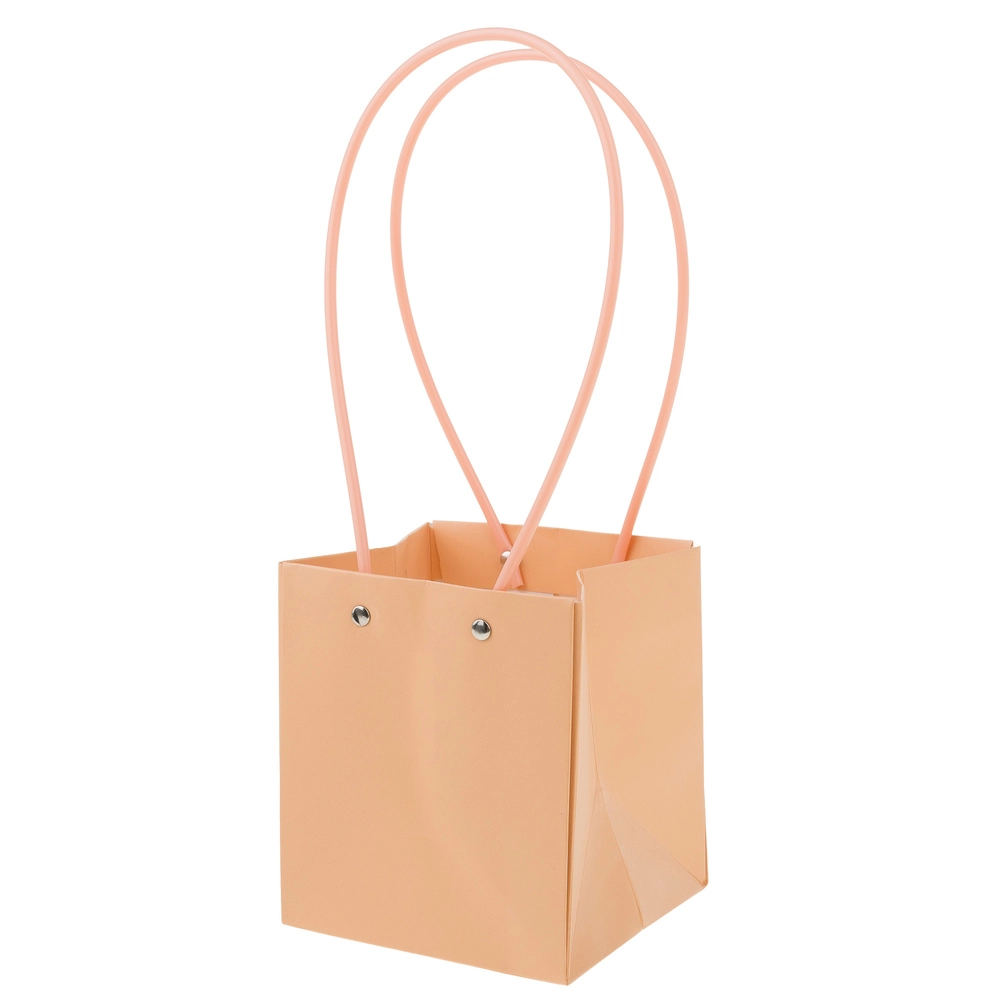 Сумка подарочная (картон), 13x12xH15 см, набор (10 шт), с ламинацией Персиковый